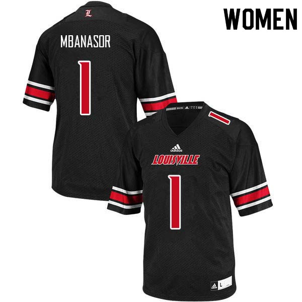 Women Louisville Cardinals #1 P.J. Mbanasor College Football Jerseys Sale-Black